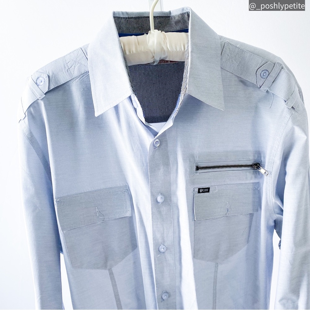 Soverign Code Large Light Blue Button Down Shirt … - image 7